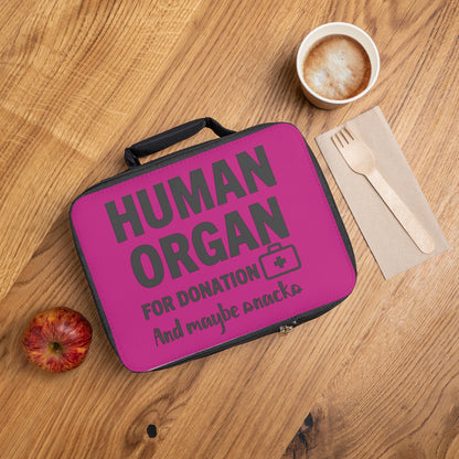 Human Organ for Donation & Snacks - Pink - Lunch Bag