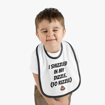 Shizzled in my Dizzle - Babero de punto con ribete en contraste para bebé