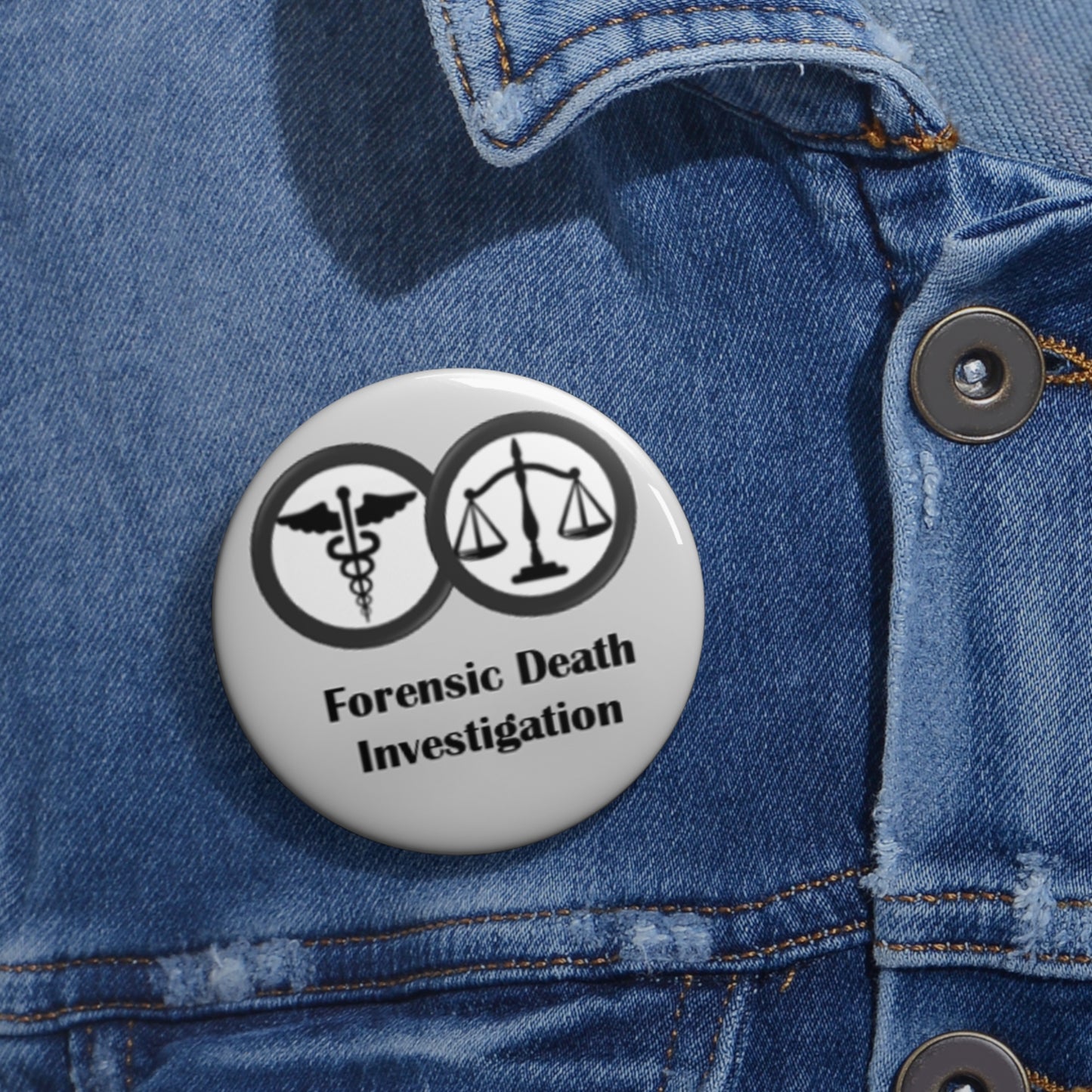 Investigación forense de muerte - Gris - Botones de pin personalizados
