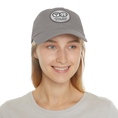 Forensic Death Investigation - Gray Patch - Dad Hat with Leather Patch (Round)