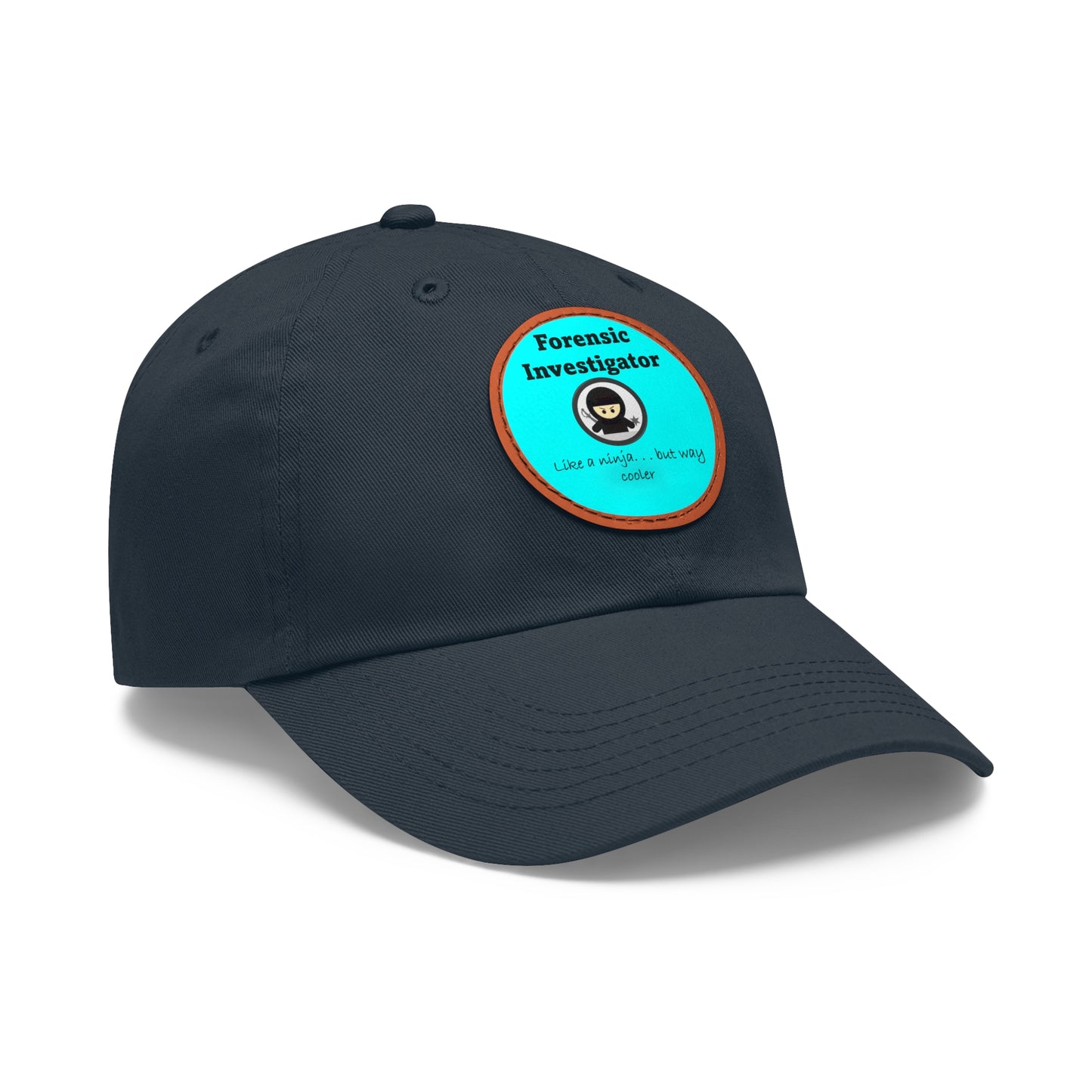 Forensic Investigator Ninja - Bright Teal - Dad Hat with Leather Patch (Round)