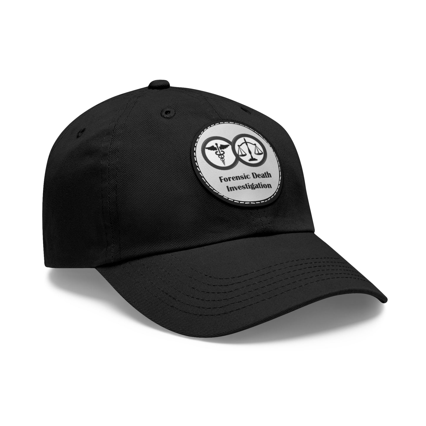 Forensic Death Investigation - Gray Patch - Dad Hat with Leather Patch (Round)