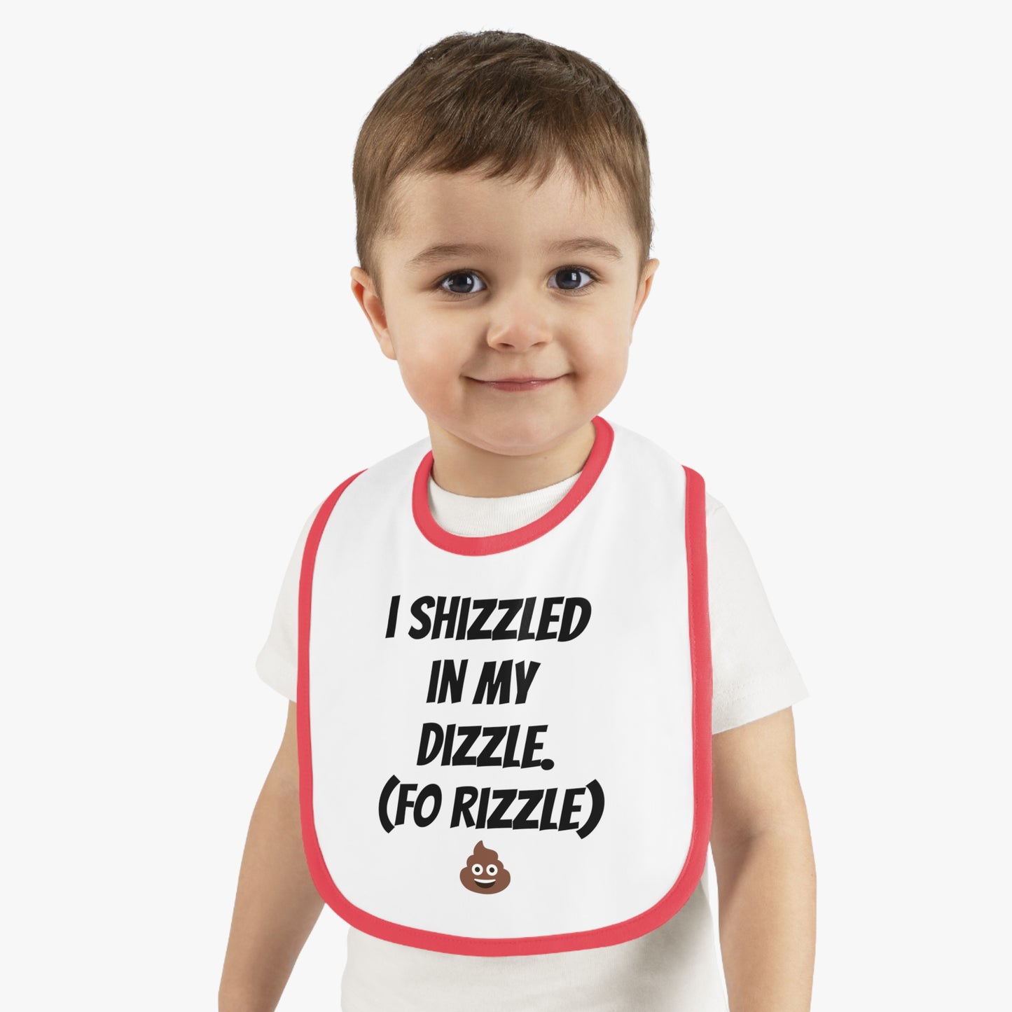 Shizzled in my Dizzle - Babero de punto con ribete en contraste para bebé