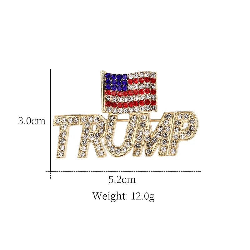 Enamel Pin - Pro-Trump - Rhinestone American Flag