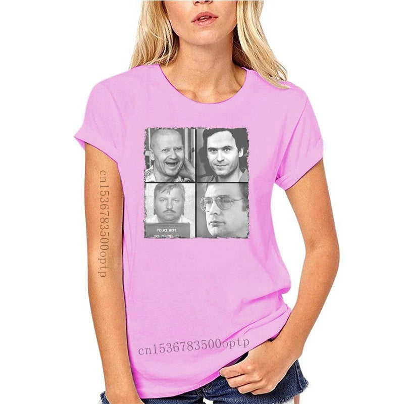 Camiseta-nueva camiseta de asesinos en serie, camiseta de Ted Bundy, camiseta de Andrei Chikatilo, camiseta de verano de John Wayne
