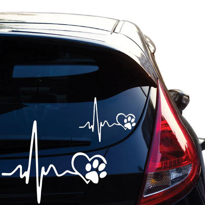 Vehicle Accessories - Pet Lover - Sticker - Dog Paw ECG Car Window Decal
