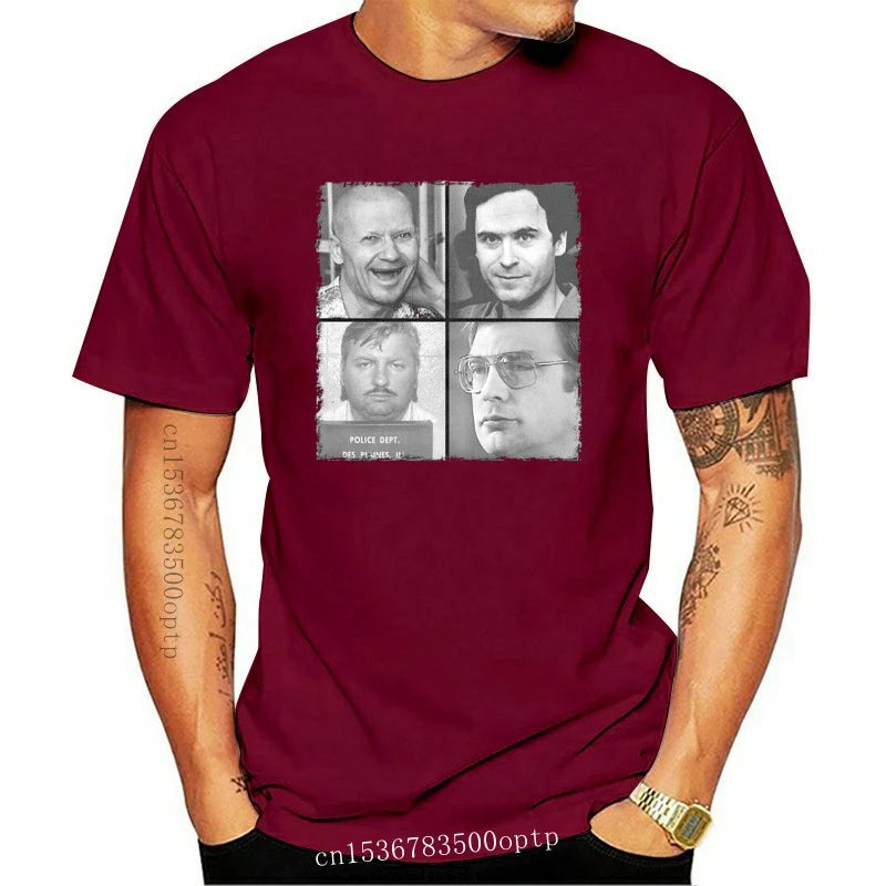 Camiseta-nueva camiseta de asesinos en serie, camiseta de Ted Bundy, camiseta de Andrei Chikatilo, camiseta de verano de John Wayne