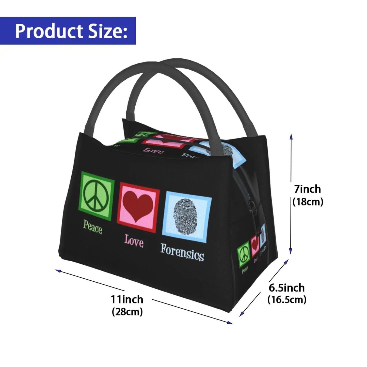 Tote - Cooler Lunch Bag - Peace Love Forensics - Fingerprint