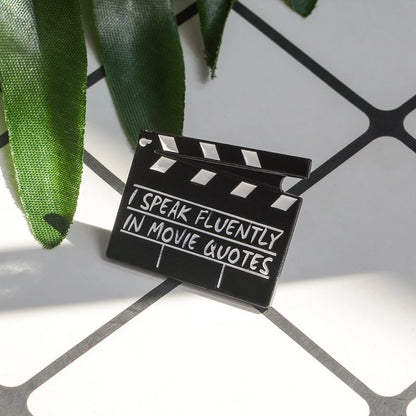 Enamel Pin - Movie Lover - Hollywood Movie Clapperboard - I speak fluently in Movie Quotes