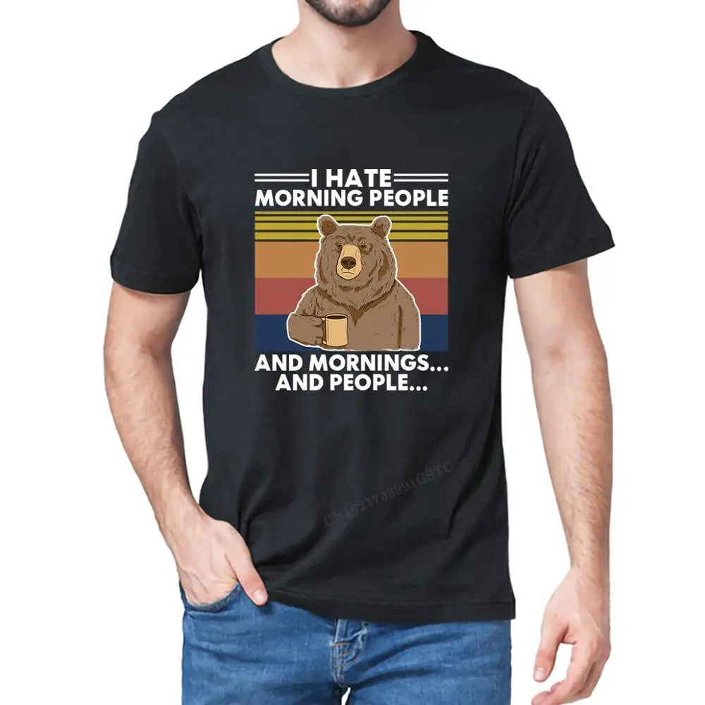 T-Shirt - Sarcastic - Camping Bear I Hate Morning People And Mornings And People Shirt
