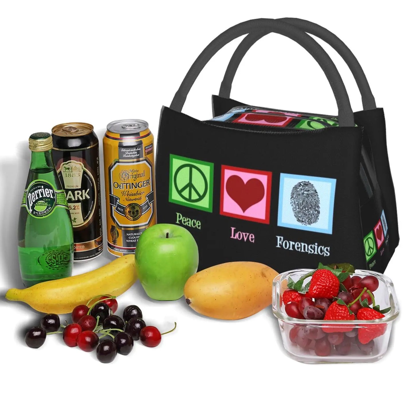 Tote - Cooler Lunch Bag - Peace Love Forensics - Fingerprint