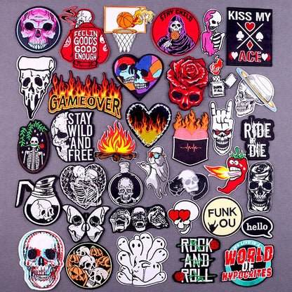 Patches - Sarcastic - Biker - Flame Letters Stickers Iron On Patches
