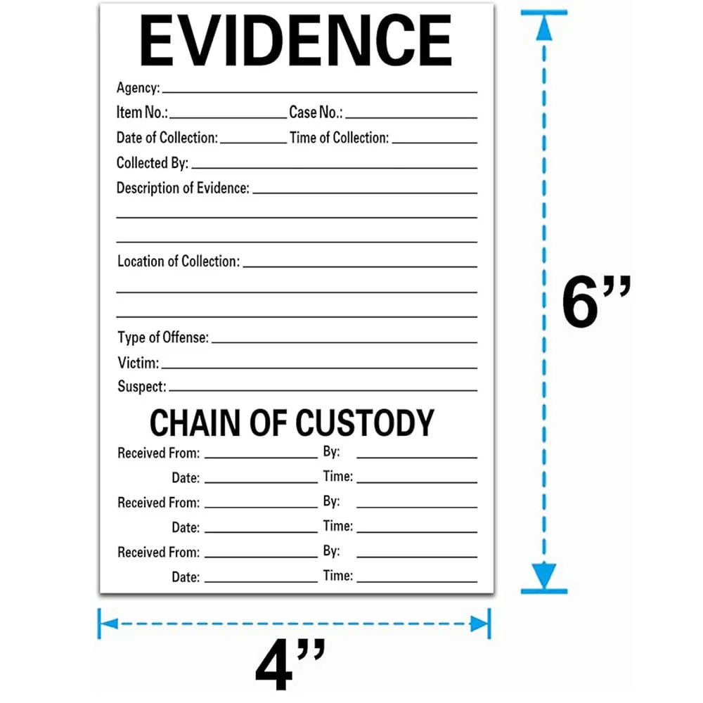Pegatinas - Etiquetas autoadhesivas de evidencia de 4 * 6 pulgadas, pegatinas adhesivas de evidencia para clase forense, fiesta de cumpleaños temática, 100 unidades