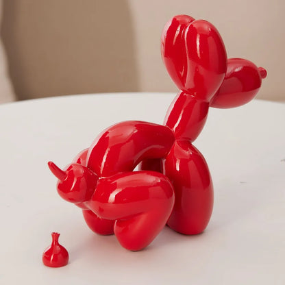 Collectible Figurine - Funny - Dog - Potty Humor - Gag Gift - Balloon Pooping Dog Sculpture