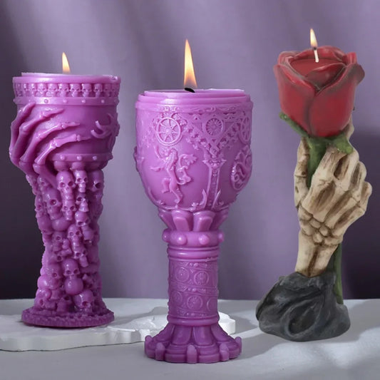 Candle Molds - Horror - Skull - 3D Skeleton Hand Goblet Silicone Candle Mold