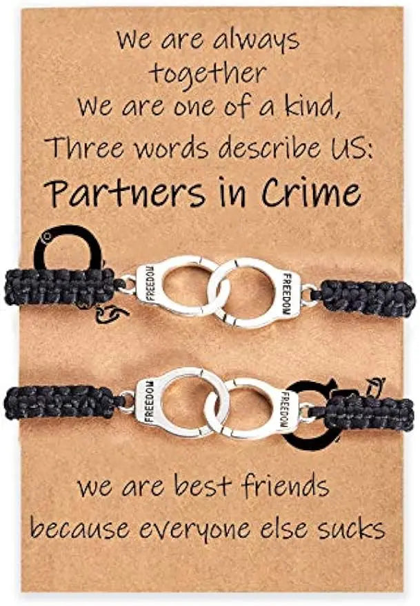 Jewlelry - Handcuff Bracelets - Law Enforcement - Parners In Crime Because Everyone Else Sucks