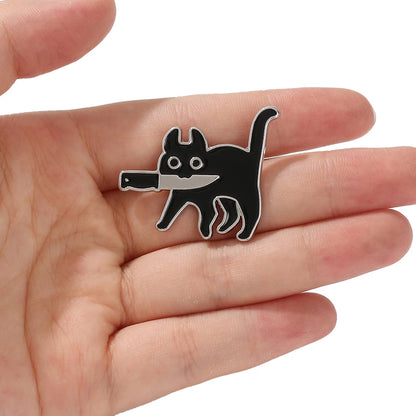 Enamel Pin - Funny - Cartoon Cat with Knife Pin
