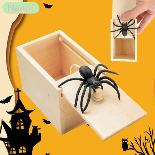 Gag Gift - Halloween - Funny - Tricky - Jumping Spider Inside Wooden Box Prank