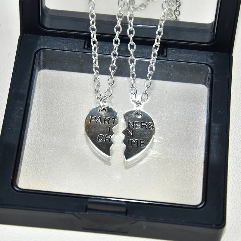 Jewelry - Law Enforcement - Heart - 2 piece - Best Friends - Partners in Crime Necklace Set