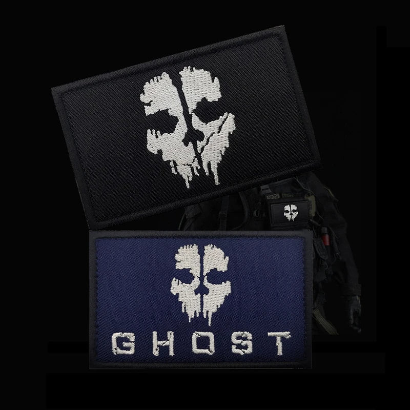 Patch - Call of Duty - Ghost Mask Embroidered Hook and Loop Patch Badge