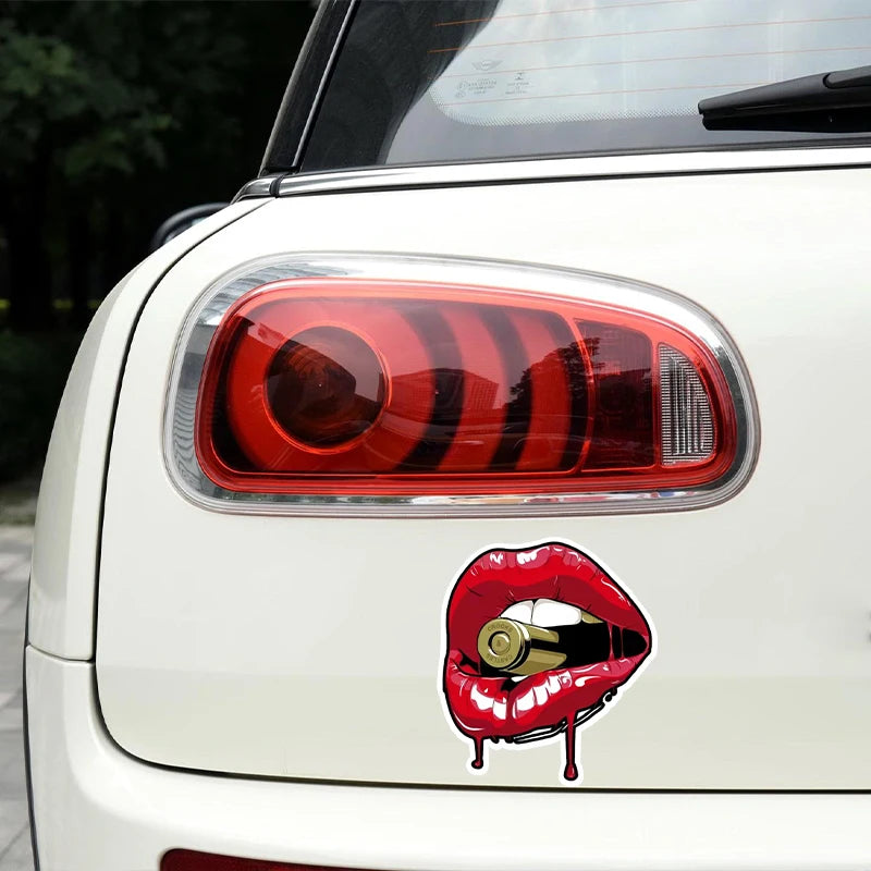 Vehicle Accessories - Sticker - Decal - Red Lips With Bullet