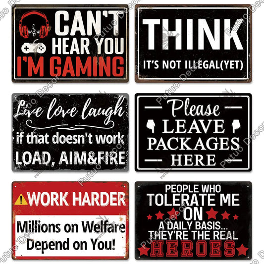 Metal Plate Wall Art - Sarcastic Signs - Men, Gamers, Office, Beer, Tattoos, Old Farts