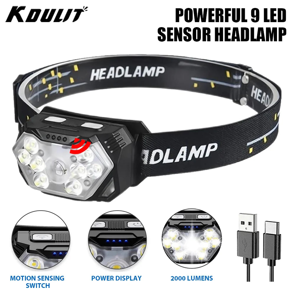 Scene Supplies - Powerful LED Sensor Headlamp USB Rechargeable