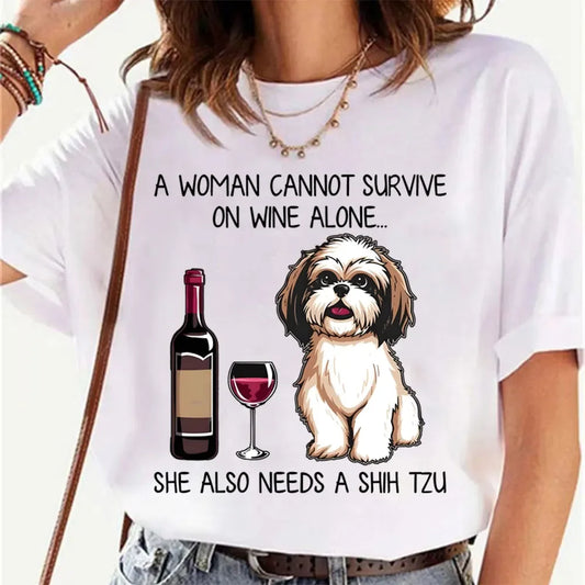 T-Shirt - Funny - Pet Lover - Shih Tzu and Wine Funny Dog shirts