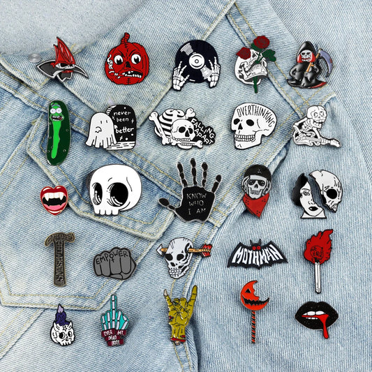 Enamel Pins - Dark Humor - True Crime - Skull / Skeleton Pins