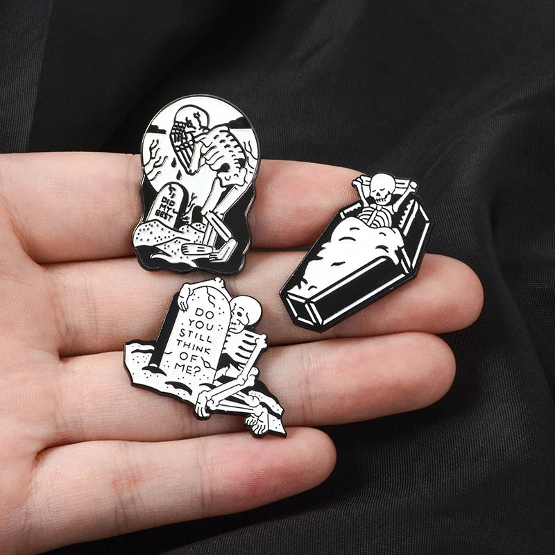 Enamel Pin - Death - Gothic - Skeleton - Coffin Pins