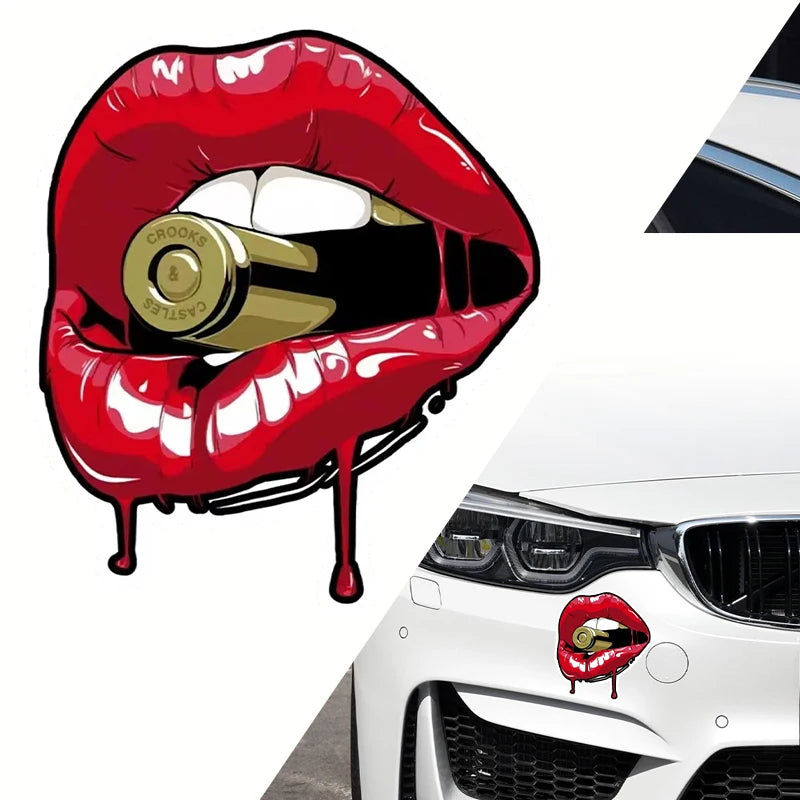 Vehicle Accessories - Sticker - Decal - Red Lips With Bullet