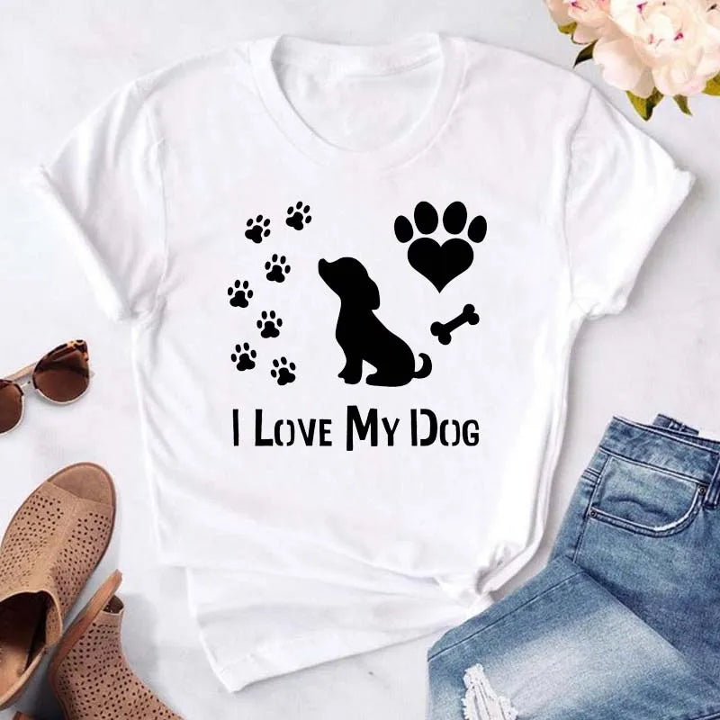T-Shirt - Funny - Dog Paws - Heart - Pet Lover - Shirts