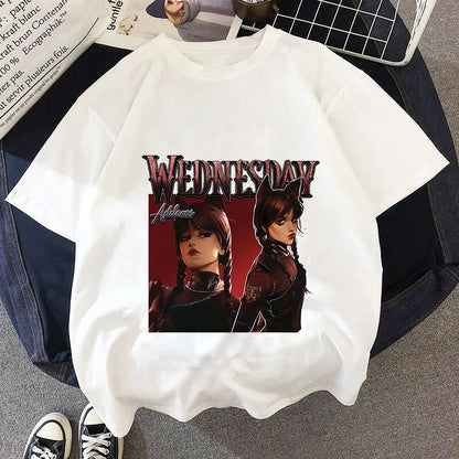 Camiseta - Nuevas series populares Miércoles Addams Impresión 3D para niños y niñas Ropa de calle unisex Camiseta de moda informal Camisetas Harajuku Tops Ropa para niños