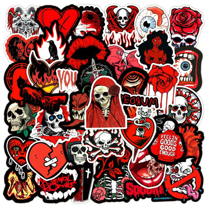 Sticker - Horror - Skull - Black & Red Gothic Sticker Pack
