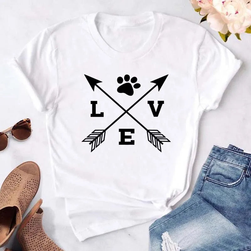 T-Shirt - Funny - Dog Paws - Heart - Pet Lover - Shirts