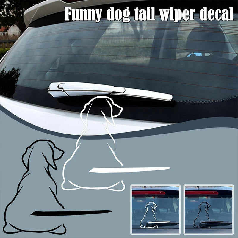Vehicle Accessories - Pet Lover - Funny - Puppy Dog Cat - Car Rear Windshield Wiper Sticker Decals