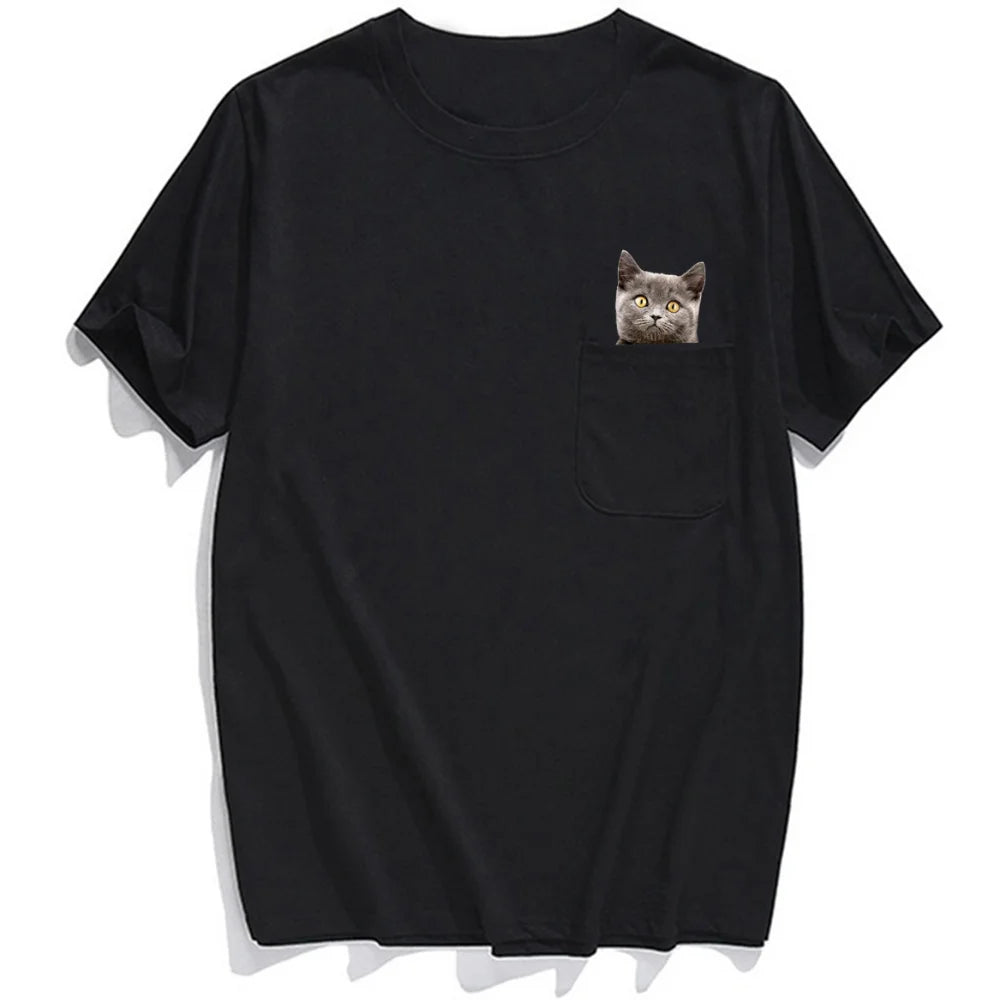 T-Shirt - Funny - Sarcastic - Cat in Pocket with Middle Finger Shirt