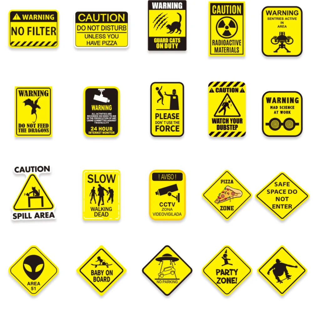 Sticker Pack - Sarcastic - Dark Humor - Funny Warning Sign Sticker Decals