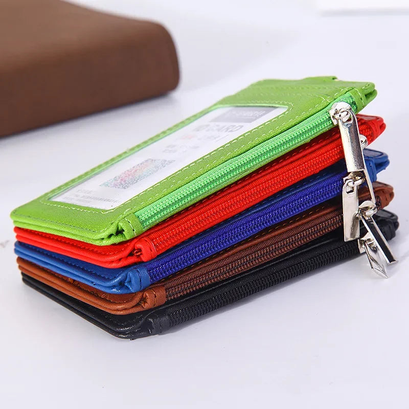 Scene Supplies - Solid Color PU Leather Badge ID Card Holder with Coin Purse