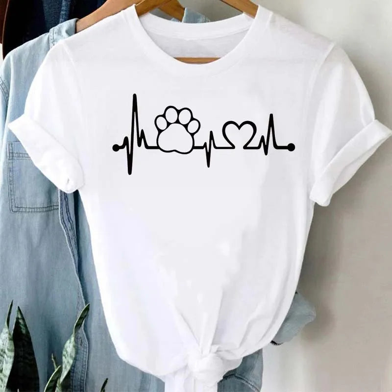 T-Shirt - Dog - Cat - Heartbeat Print Shirt
