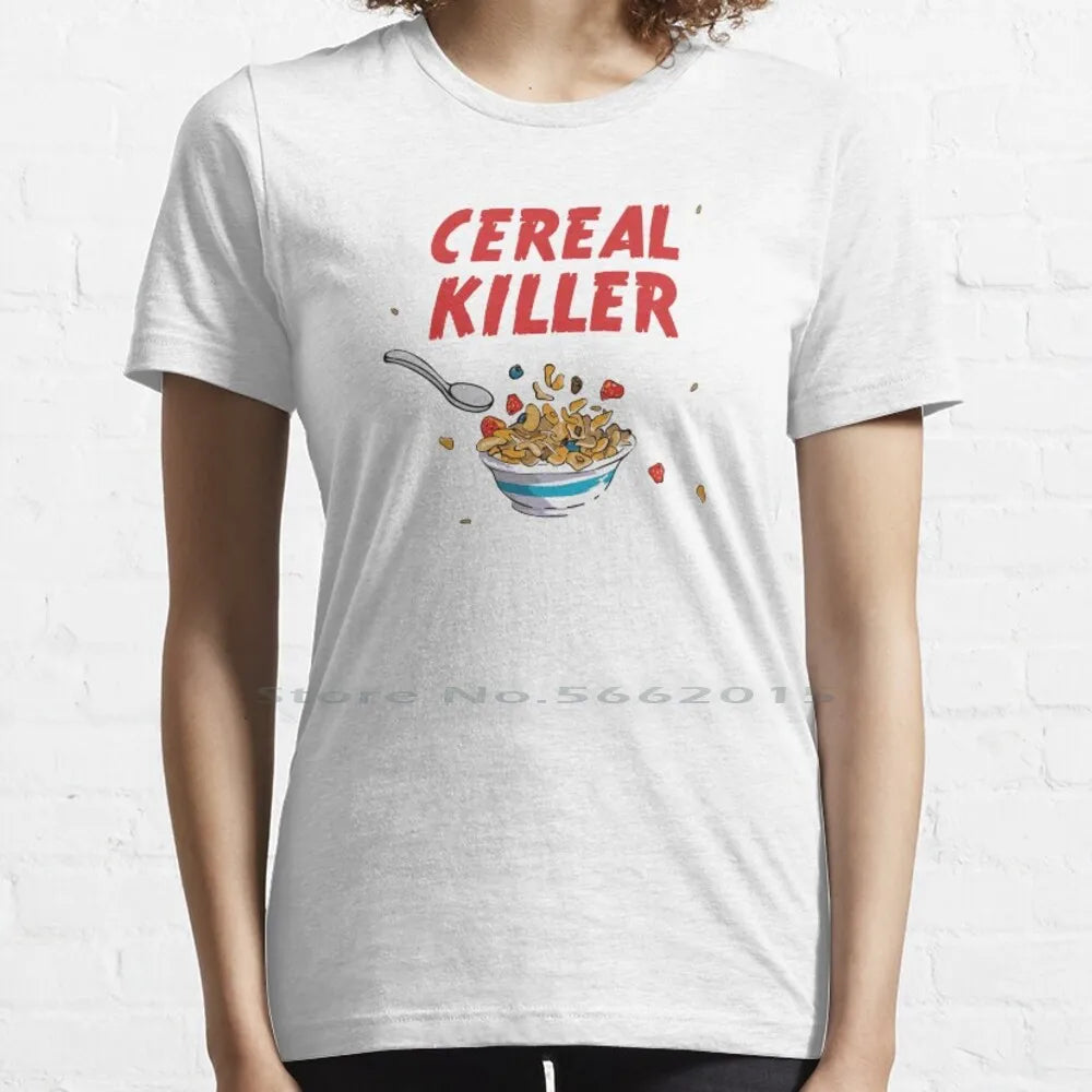Camiseta - Desayuno Cereal Killer Camiseta 100% algodón Desayuno Cereal Killer Serial Bowl Box Morning Kids Play On Words Comer comida