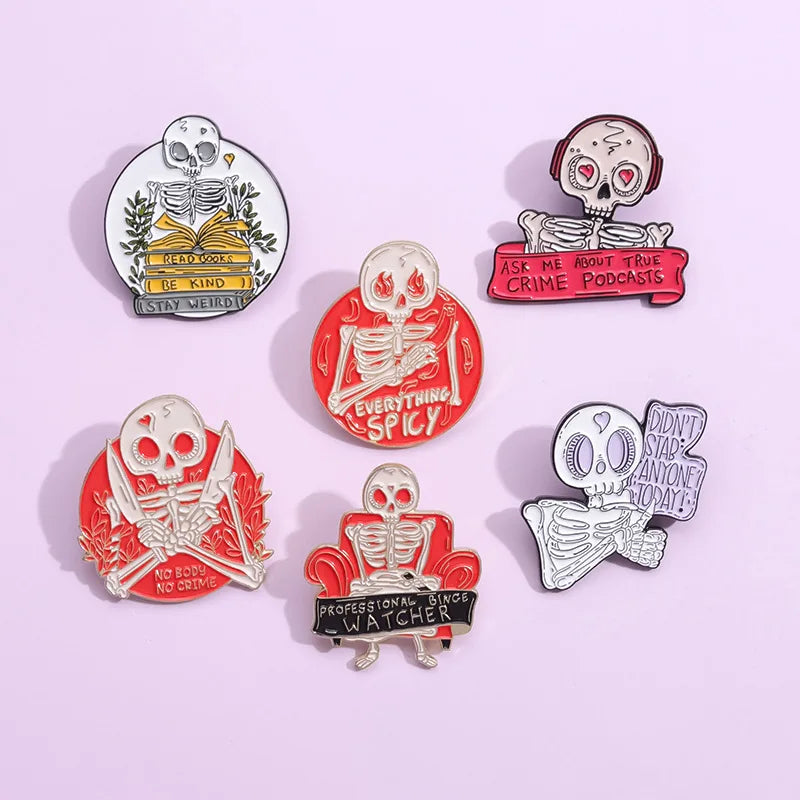 Enamel Pin - Horror - Sarcastic - Funny - Skull - Skeleton Pins