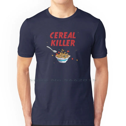 Camiseta - Desayuno Cereal Killer Camiseta 100% algodón Desayuno Cereal Killer Serial Bowl Box Morning Kids Play On Words Comer comida