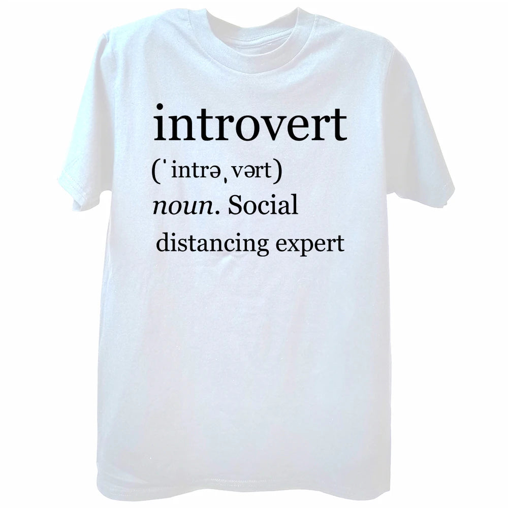 Camiseta-Introvertido distanciamiento Social definición experta Unisex algodón Casual sarcástico camiseta introvertida camisetas de cuarentena